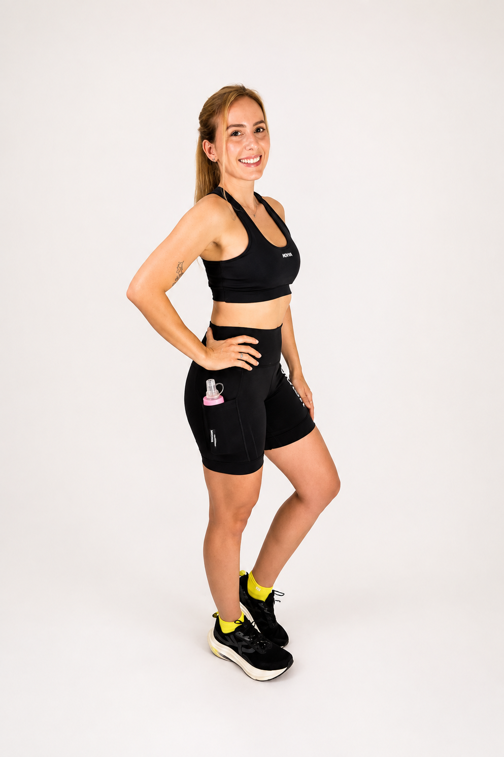 MOVVA ULTRA Feminino - Conjunto Top + Short Compressão Running - Preto