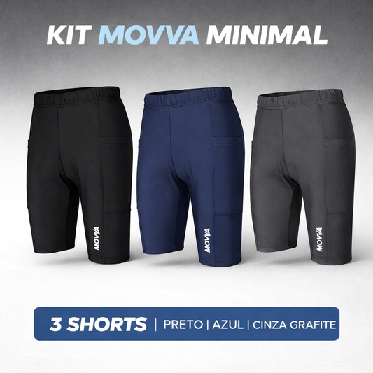 KIT - 03 SHORTS DE COMPRESSÃO MOVVA CORE MINIMAL