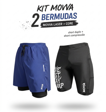KIT 2 BERMUDAS - 01 COMPRESSÃO + 01 DUPLO MOVVA