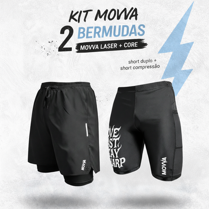 KIT 2 BERMUDAS - 01 COMPRESSÃO + 01 DUPLO MOVVA