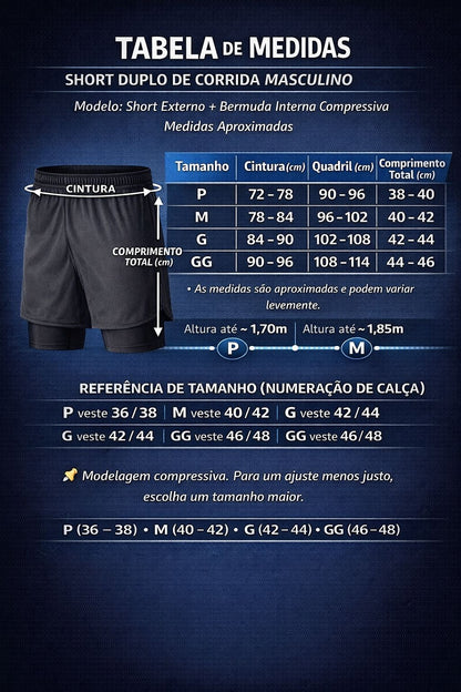 KIT 2 BERMUDAS - 01 COMPRESSÃO + 01 DUPLO MOVVA