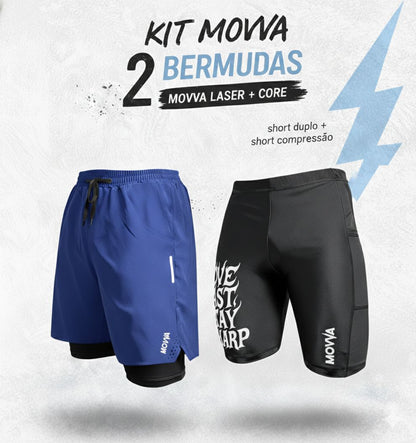KIT 2 BERMUDAS - 01 COMPRESSÃO + 01 DUPLO MOVVA