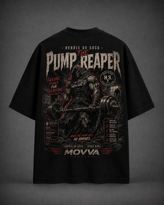 Camiseta Oversized Movva Heróis do Suco - Pump Reaper - costas