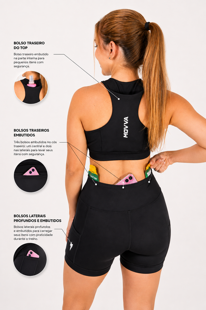 MOVVA ULTRA Feminino Preto - costas com bolsos