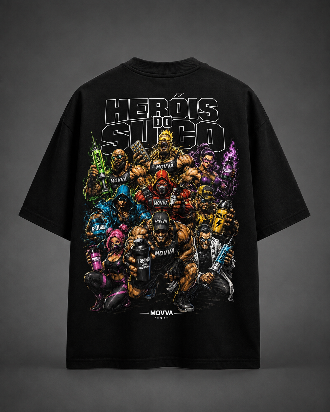 Camiseta Oversized Movva Heróis do Suco - Esquadrão - costas
