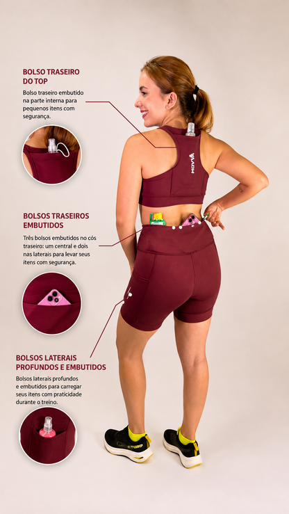 MOVVA ULTRA Feminino Vinho - costas com bolsos