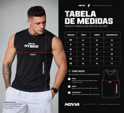 Tabela de medidas Regata Masculina MOVVA NO REP - Hybrid Training Division